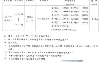 112學年度第2學期設計學研究所博士班資格考筆試