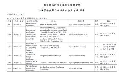 114學年度第 5 次博士班委員會議結果